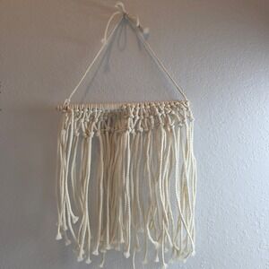 Boho Macrame Wall Hanging Tapestry Natural Cotton Rope Wood Dowel Boho Chic